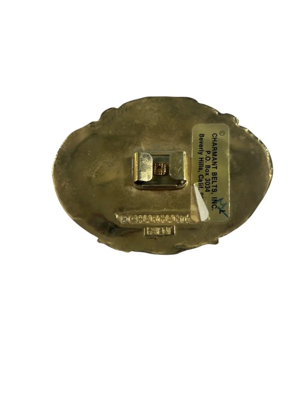 Vintage Charmant Brass Belt Buckle Cranes Birds Abstract Modernist Designer